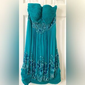 Sue Wong sequined, strapless short dress,